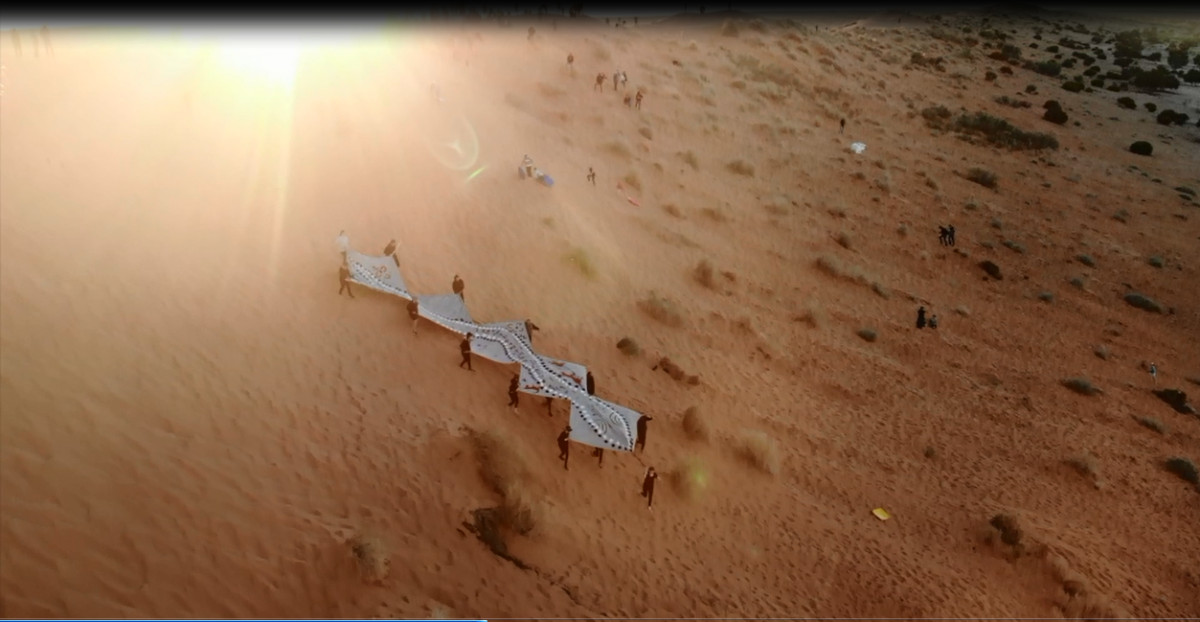 The Rainbow Serpent procession seen from the air